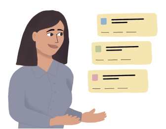 Illustration of a lady posting opportunities as a Recruiter